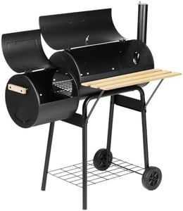 Grillz Charcoal BBQ Grill, Portable Camping Barbecue Grills Oven Smoker Cooking Tool Outdoor Party Garden Bar Picnic Indoor Household Kitchen Set, with Wheels Stainless Steel Rack Black