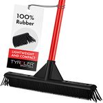 Rubber Broom by Tyroler- Lightweight- Slanted Soft Bristles- Picks up Dust & Hair- Perfect for Cleaning Hardwood, Vinyl Carpet Cement Tile - Scratch Free!