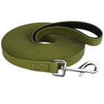 XiaZ Long Dog Leash, 3M 5M 10M 15M Waterproof Dog Training Lead, Dog Leash with Lockable Carabiner and Comfortable Handle for Small, Medium and Large Dogs, Army Green