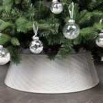 Blissun Christmas Tree Collar, 28.7" D Round Plastic Christmas Tree Ring, Christmas Tree Skirt for Artificial Christmas Trees Decoration (White)