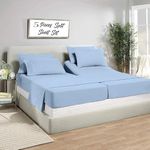 Split Queen Sheets- 5 Piece Adjustable Split Queen Sheets Sleep Number Bed- 1800 Ultra-Soft Microfiber Split Queen Bed Sheets- 16-Inch Deep Pocket- Split Queen Sheets for Adjustable Beds- Light Blue