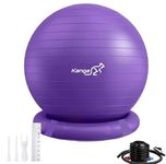 Exercise Ball Chair | Yoga Ball Chair with Ball Base, Resistance Band, Pump | Anti-Burst Technology | Balance Ball Chair for Pregnancy, Back Pain Relief, Abs | Stability Ball for Home, Office, Desk | Purple