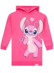 Disney Stitch Hoodie | Stitch And Angel Longline Girls Hoodie | Stitch Clothes For Girls | Pink 6-7 Years