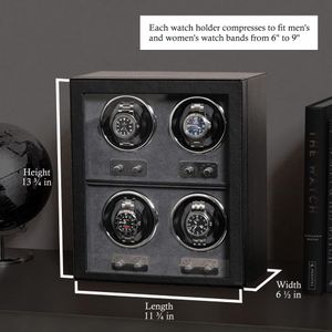 ROTHWELL 4 Watch Winder – Black Automatic Watch Storage Box