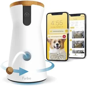 Furbo 360° Dog Camera + Nanny Bundle: Home Security & Dog Safety Alerts, Rotating Pet Treat Dispenser Camera with Speaker, Smart Home Indoor Cam w Phone App (Additional Subscription Required at Setup)