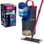 Vileda H2prO Flat Mop and Bucket Set | 100% Clean & Dirty Water Separation | Wall Mop, Baseboard Cleaning Tool | Machine Washable Reusable Microfiber Mop Head | Safe on All Floor Types
