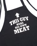 BBQ Apron This Guy Rubs His Own Meat Funny Aprons For Men, Black, Extra Long Ties, One Size Fit All, Black