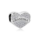 KunBead Jewelry Grandma I Love You Heart Crystal Birthday Bead Charms Compatible with Pandora Bracelets for Women