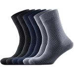 MissShorthair Bamboo Socks for Men Soft Breathable Dress Socks Bamboo Calf Socks for Men's Work Casual Socks 6 Pairs 6-9 Blue/Black/Grey