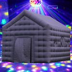 18FT Inflatable Nightclub Cube Tent, Inflatable Portable Air Cube Tent, Black Square Gazebo Event Room Tent House with Disco Light for Night Club Event Party Exhibition Wedding Business/Private Use