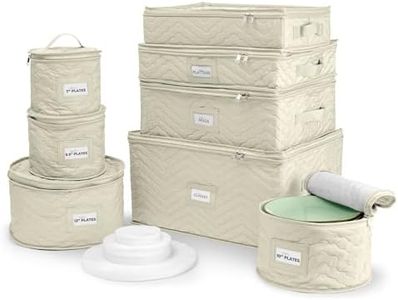 Sorbus China Storage Containers (Quilted) - Glass & Dish Storage Containers for Transport, Moving, Party - 8 Pc Stackable Plate Storage Set for Dinnerware, Mugs, Cups - Felt Plate Protectors Included