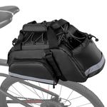 GRAOSO Waterproof Bike Rear Rack Bag, Pannier Bags for Bicycles with 12L Capacity, Bike Trunk Cooler Bag with Reflective Strips, Reinforced Handle and Removable Shoulder Strap, Black
