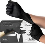 Disposable Black Nitrile Gloves X Large 200 Count - Extra Thick 4.5 Mil - Powder and Latex Free Rubber Gloves - Surgical Medical Exam Gloves - Food Safe Cooking Gloves