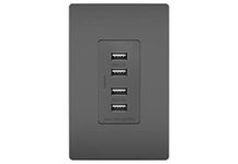 Legrand-Pass & Seymour Legrand - Pass & Seymour Radiant TM8USB4BKCC6 Quad USB Charging Outlet, 4.2 Amp Total Charging Power, Black