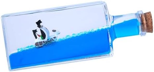 Honsheng Unsinkable Boat One Going Pirate Ship Piece Model Merry Toys in a Bottle Box Acrylic Fluid Drift Bottle Cruise Ship Paperweight Desk for Car Decoration Boys Girls Gifts (Large)