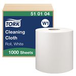 Tork 510104 Cleaning Cloth / 1 Ply Multipurpose Disposable Cotton Towel Suitable for W1 Wipers Wall/Floor/Standard System / White / 1 x 380m / Ø 38cm