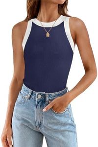 ZESICA Womens Summer Sleeveless Tank Top Navy Small