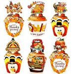 Ercadio 48 Pack Thanksgiving Day Cupcake Toppers and Wrapper Happy Thanksgiving Turkey Pumpkin Cupcake Picks Give Thanks Cupcake Toppers for Thanksgiving Theme Birthday Party Cake Decoration Supplies