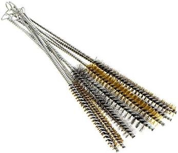 YXQ 12Pcs Tube Brush Kit Stainless Steel/Brass Round Wire Pipe Cleaner Long-Handle Metal Bristle Cleaning for Auto Parts, Bottles, 12 inch X 6mm/8mm/10mm/12mm/15mm/20mm