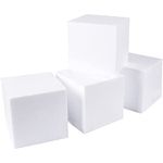 4 Pack Foam Cube Squares for Crafts - Polystyrene Blocks for DIY Projects, Models, Arts Supplies (15.2 x 15.2 x 15.2 cm, White)