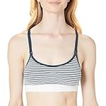 Playtex Women's Nursing Seamless Racerback Wireless Maternity Crop Full Coverage Bra, White/Midnight Dream Stripe, S