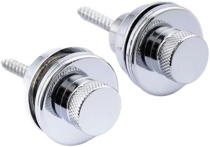 Musiclily Big Flated Head Guitar Bass Security Strap Locks Systems Buttons for Fender Strat Tele Electric Acoustic Guitar Bass Parts, Chrome (Pack of 2)