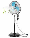 pasapair 20 inch Heavy Duty High Velocity Pedestal Fan with Powerful 1/5 Motor - Pedestal Misting Fan for Outside - IPX4 Waterproof Misting Fans for Patios, Workshop, Garage - ETL Listed