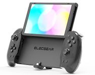 ElecGear Extended Grip Controller for Switch and OLED, Handheld Grip Controller with Left Right Joy Con Split Pads, Dual Motor and Motion Sensor, Turbo and Custom Button and Game Card Storage