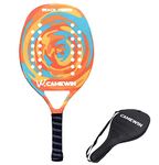 Beach Tennis Racket,Carbon Fiber Grit Face with EVA Memory Foam Core Beach Tennis Racket with Cover Bag (Orange)