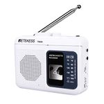 Retekess TR606 Portable Radio, FM AM Radio with Cassette Playback Voice Recorder,Walkman Cassette Recorder, 3.5mm Headphone Jack,Supports Fast Forward and Rewind,Can Play Old Tapes(White)