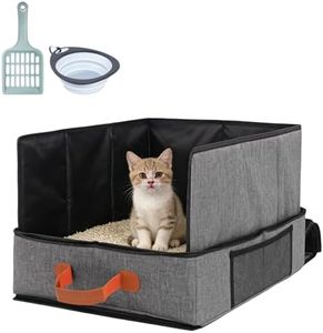 Portable Travel Cat Litter Box, Foldable Cat Litter Box with Zipped Lid, Easy to Carry Clean, for Car Camping, Hotel, Plane, Indoor, Outdoor (Gray 1set)