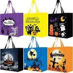 6 Pack Halloween Candy Bags, Non-Woven Reusable Gift Bags for Trick or Treating, Tote Bags for Treats Snacks, Halloween Goodie Bags Sweet Bags Party Supplies