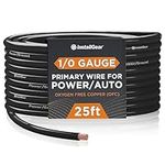 InstallGear 1/0 Gauge AWG OFC Pure Copper Power Ground Wire Cable (25ft Black) True Spec Soft Touch Welding Wire, Battery Cable Wire, Automotive Wire, Car Audio Speaker Stereo, RV Trailer, Amp Wiring