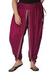 9rasa Women's Plus Size Viscose Hand Block Printed Dhoti Pants for Ethnic Casual FusionWear (BTPC32306XL_Maroon_XL)