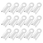 EXCEART 500pcs Folding Crimp Stainless Steel Fold Over Crimp Cord Ends Tip Leather Ribbon Ending Clasp Jewelry Connector Terminators for DIY Necklace Cord Tassel (Silver)