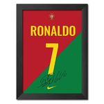 TenorArts Cristiano Ronaldo Poster Portugal No 7 Jersey Laminated Photo Framed Painting with Matt Finish Black Texture (12 inches x 9inches)