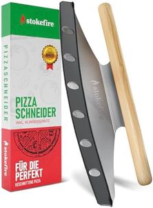 STOKEFIRE Pizzaschneider groß | Großes Wiegemesser für Pizza, Kuchen & Kräuter [MIT KLINGENSCHUTZ] 36 cm Qualitätsklinge, Pizzamesser (Pizzacutter) besser als jeder Pizzaroller