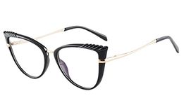 SOOLALA Womens Blue Light Blocking Spring Hinged TR90 Lightweight Wings Designer Cat Eye Reading Glasses, Black, 2.5