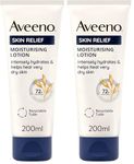 Aveeno Skin Relief Moisturising Lotion (2x 200ml), For Very Dry and Irritable Skin with Shea Butter and Prebiotic Oatmeal, Soothing From Day 1