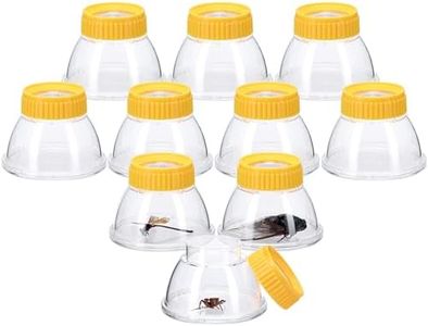 Navaris Bug Jars for Kids & Adults with Magnifier, Pack of 10 - Collector Jar for Bugs with Magnifying Glass View Lid - Humane Insect Catcher & Viewer Kit - Catch and Release Tool