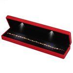 iSuperb LED Light Necklace Long Chain Box Bracelet Display Case Jewelry Gift Boxes Red Wine Pendant Boxes for Wedding Anniversary Christmas Engagement