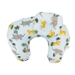 LAT LEE AND TOWN Nursing Pillow with Baby Cushion 100% Cotton Breastfeeding Baby Pillow Removable Cover (Green Elephant)