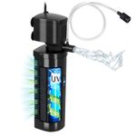 Tararium 760L/h Aquarium Internal Filter with 5W U-V Light, Submersible Water Pump for 80-300 Litres Tanks – Enhanced Water Clarity for Freshwater, Saltwater & Turtle Aquariums, Ultra-Quiet Operation