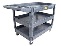 Plastic 3 Shelves Heavy Duty Utility Cart, 550lbs Capacity, 46" L x 25.6" W x 33.25" H - Pake Handling Tools