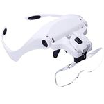 Head Magnifier Glasses, Head Mount Magnifying Glasses with Light for Reading Professional Headband Magnifier Hands Free for Jewelers, Crafts, Watch, Circuit Repair, Hobby, 1.0X,1.5X,2.0X,2.5X,3.5X