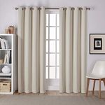 Exclusive Home Sateen Twill Woven Room Darkening Blackout Grommet Top Curtain Panel Pair, 52"x84", Linen