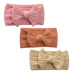 Baby Headbands Cute Baby Girls Nylon Headbands Soft Hairbands Hair Accessories for Newborn Infant Toddler Kids(B-Pink/Light Brown/Orange)