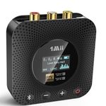 1Mii B06HD+ Hi-Res Bluetooth 5.3 Music Receiver for Home Stereo w/LDAC, Hi-Fi Bluetooth Adapter w/Audiophile DAC aptX HD Volume Control OLED Display, Wireless Audio Adapter for AV Receiver/Amplifier