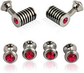 Cuff-Daddy Gunmetal Ruby Red Swarovski Barrel Crystal Cufflinks and Studs Formal Set with Jewelry Presentation Box Storage Travel Special Occasions Handmade Cufflinks & Shirt Accessories Business