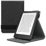 kwmobile Cover Compatible with Kobo Aura Edition 2 - Case with Strap + Stand - Black